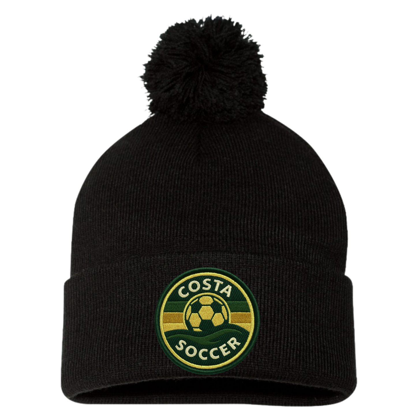Black Beanie with Embroidered Patch - Costa Soccer