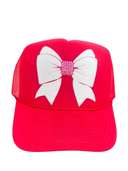 Holiday Trucker Hat BOW W/ BLING