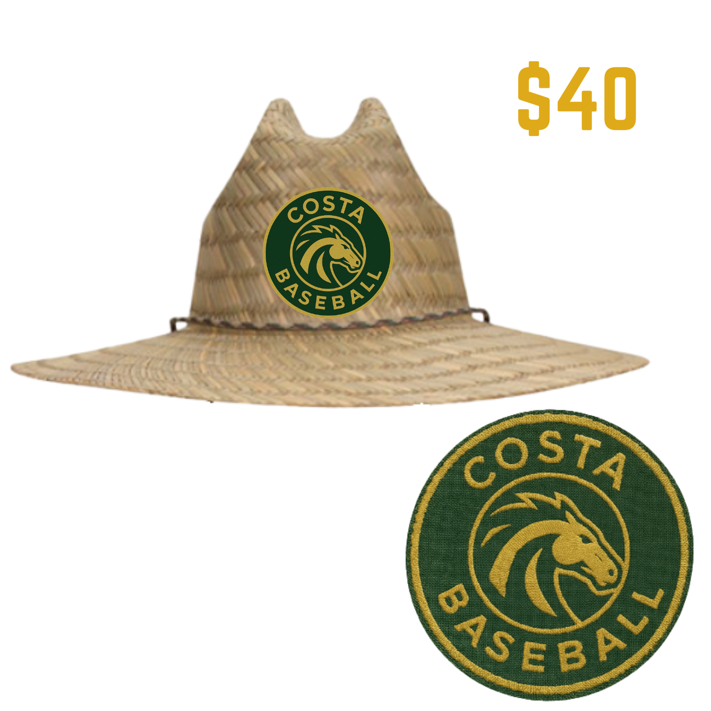 Lifeguard Hat with Embroidered Patch - Costa Baseball