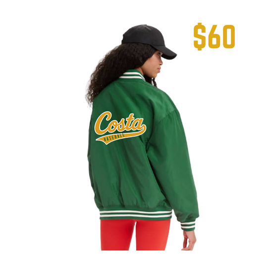 Unisex Adult Satin Baseball Jacket with Back Logo - Costa Baseball