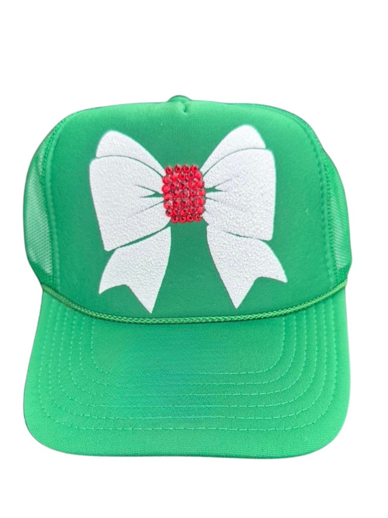 Holiday Trucker Hat BOW W/ BLING