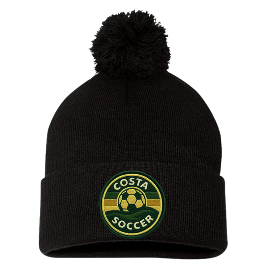 Black Beanie with Embroidered Patch - Costa Soccer
