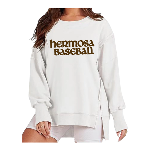 HBLL Women Crewneck Oversized Sweatshirt (White)