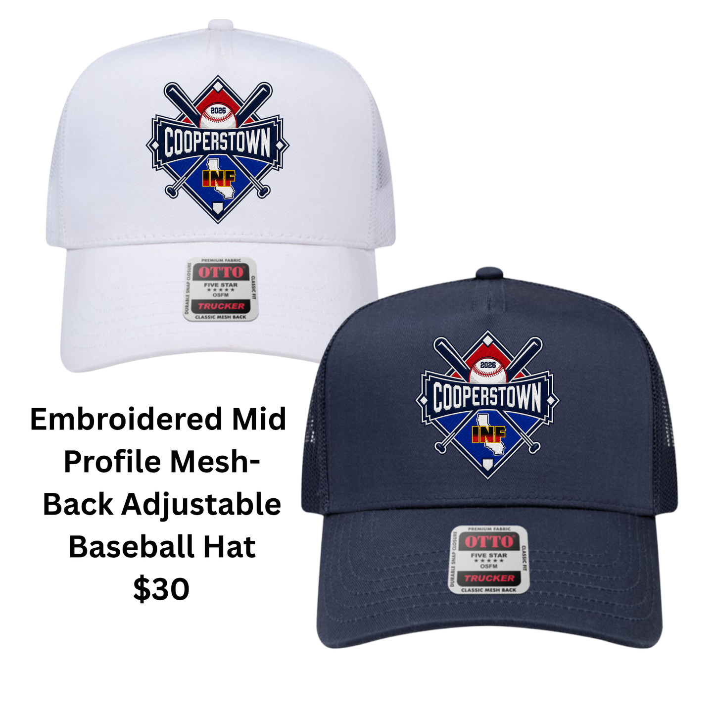 INF Embroidered Mid  Profile Mesh- Back Adjustable Baseball Hat